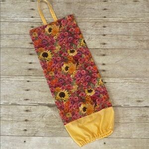 Grocery Sack Holder Recycling Sunflowers & Floral Yellow Accents